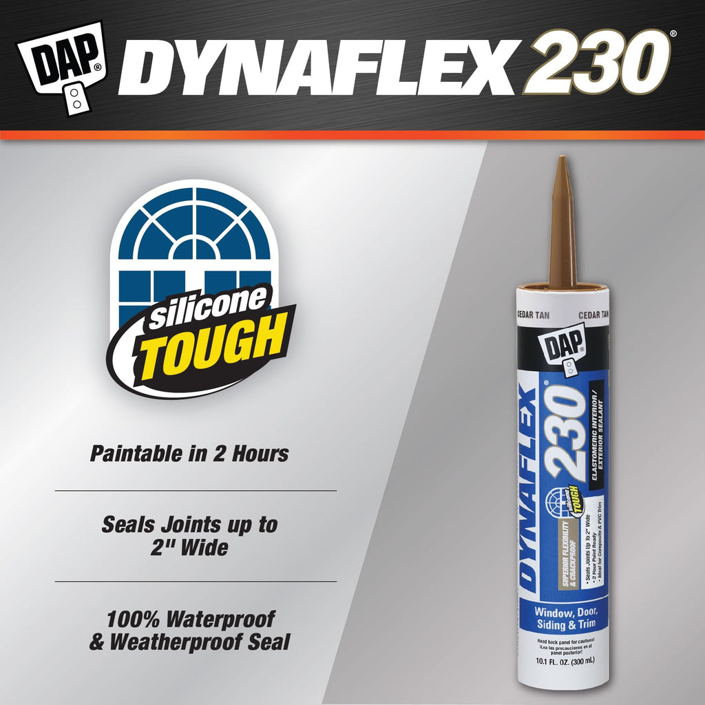 DAP Dynaflex 230 Premium Elastomeric Sealant, Cedar Tan, 10.1 Oz (7079818412) (Pack of 6)