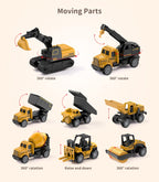 Mini Construction Toys for Kids, Die Cast Construction Truck Vehihcles with Stickers for Toddler Age 3 4 5 6 7 8 Years Old, Metal Dump Truck, Excavator Sandbox Car Toys for Outdoor Pretend Play