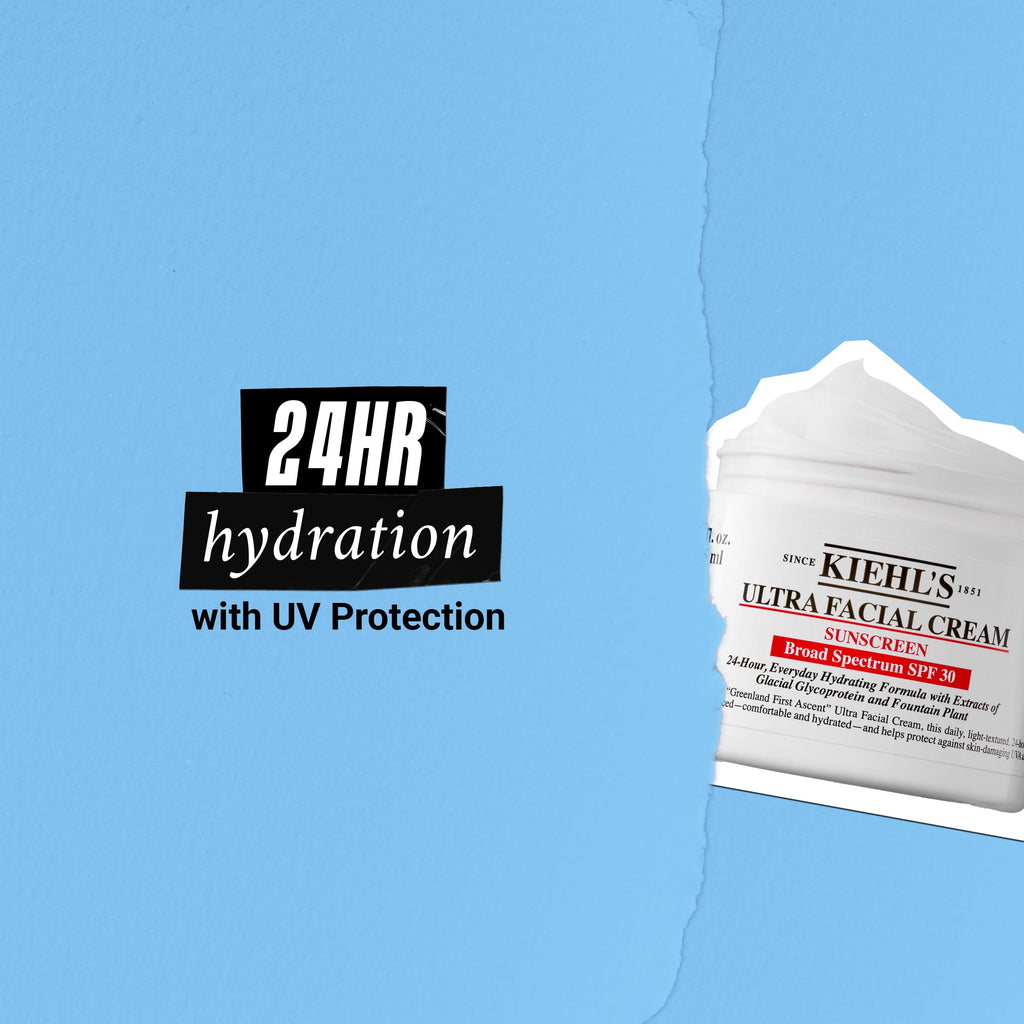 Kiehl's Ultra Facial Cream with SPF 30, Lightweight Daily Moisturizer for All Skin Types, 24-hour Hydration, UV Sunscreen Protection, Non-greasy, Absorbs Quickly, with Glacial Glycoprotein - 1.7 fl oz
