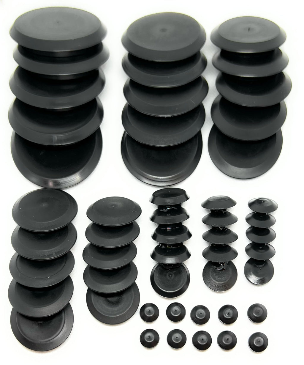 Top Secret PDR 50 Piece Black Plastic Plug Assortment - Auto Body & Sheet Metal Plugs - Hole Plugs - Snap-In Feature - Paintable