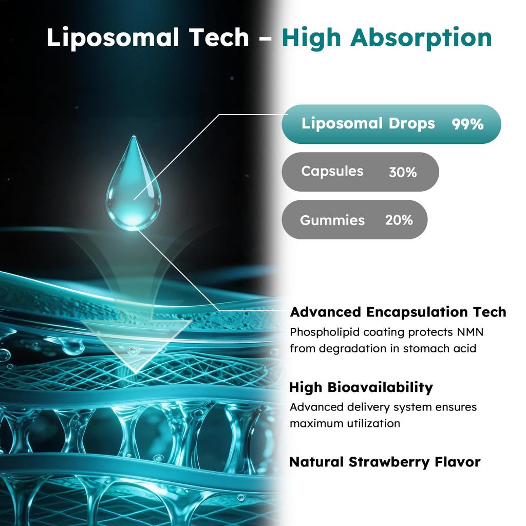 NMN Supplement Liquid Drops, Advanced 4-in-1 NMNH Alternative with NMN Beta Resveratrol TMG & Quercetin, Liposomal β-NMN Max Absorption for NAD⁺ Levels, Cellular Energy & Anti-Aging for Men & Women