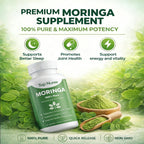 Top Nurex Moringa Capsules - Natural Green Superfood Supplement for Sustained Energy, Immune Support & Digestive Wellness - Non-GMO, Vegan, 60Ct