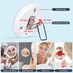 JJhxr 30X Magnifying Mirror with Lights, 6inch Makeup Magnified Mirror 30X Lighted Travel Magnification with 3 Suction Cups and 360° Adjustable Stand- Includes Tweezers & Scissors