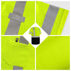 Uno Mejor Hi Vis Shirts for Men Construction Class 2 High Visibility Shirts for Men, Hi Vis Reflective Safety T-Shirts for Men Women, Short Sleeve Work Shirts with Black Bottom, Yellow XL, 3PCS