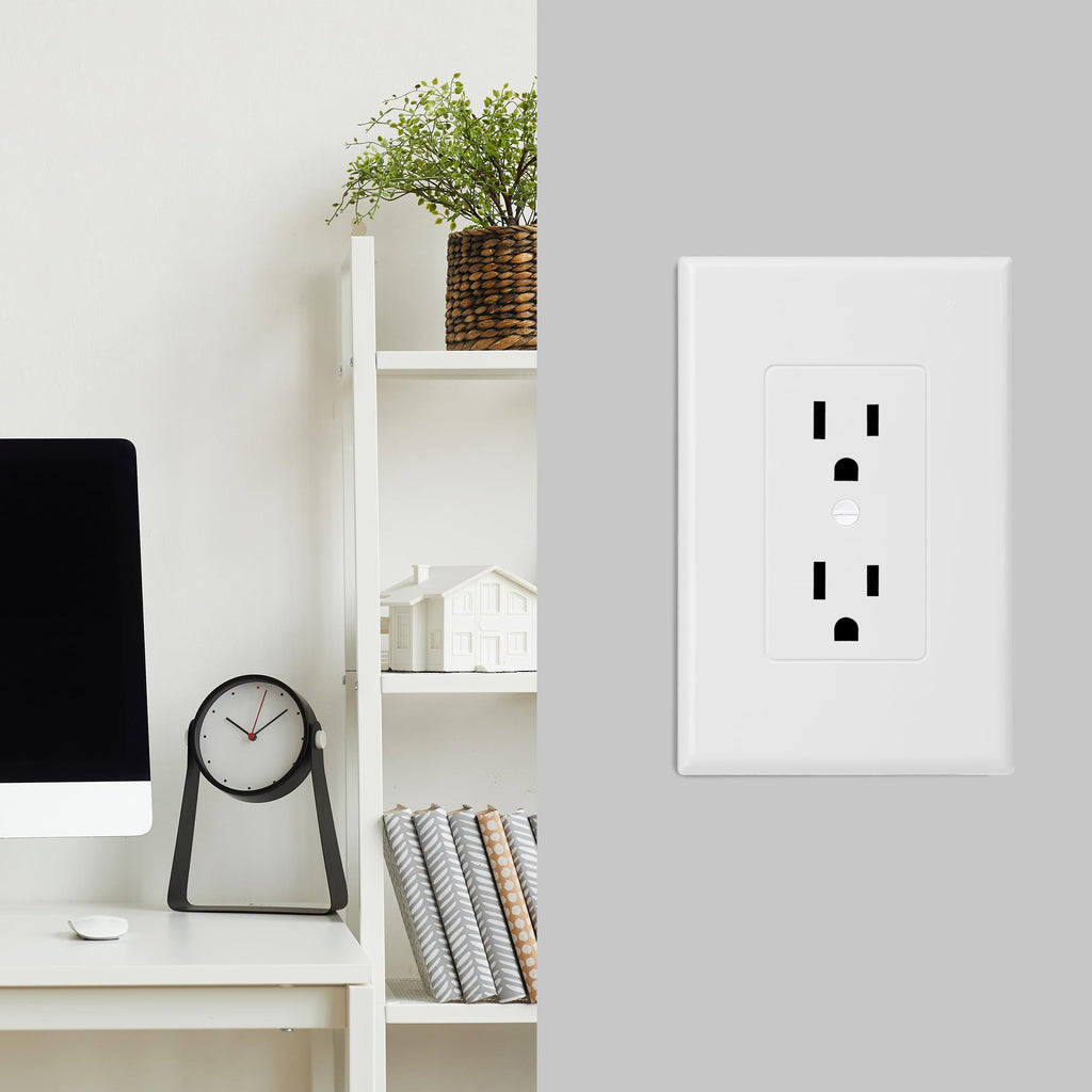 Bates- 1-Gang Duplex Wall Plate, 3.18"x 4.98", 20 Pack White