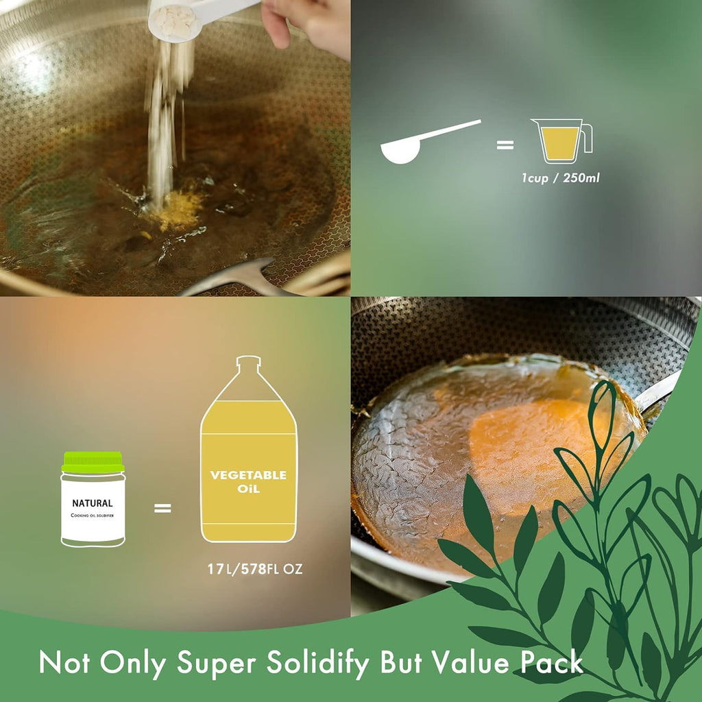 LaSyL Natural Cooking Oil Solidifier Powder, Harden Up to 2.25 Gallon of Fry Oil Away from Mess, 100% Plant-Based Oil Hardener for Disposal, Value Pack 12 Oz （2 Pack）