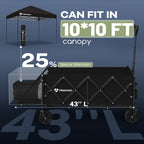 HIKEMOON 43'' Extra Long Folding Wagon with Extended Tailgate, Black