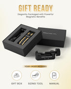 MagnetRX® 3X Strength Titanium Magnetic Bracelet – Magnetic Bracelets for Men – Premium Fold-Over Clasp and Adjustable Length with Sizing Tool (Black/Gold)