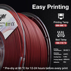YXPOLYER Nylon Filament Red PA6 1kg 3D Printer Filament with Heat-Resistant AMS-Compatible Spool, 3D Printing Filament High-Speed Easy PA 1.75mm