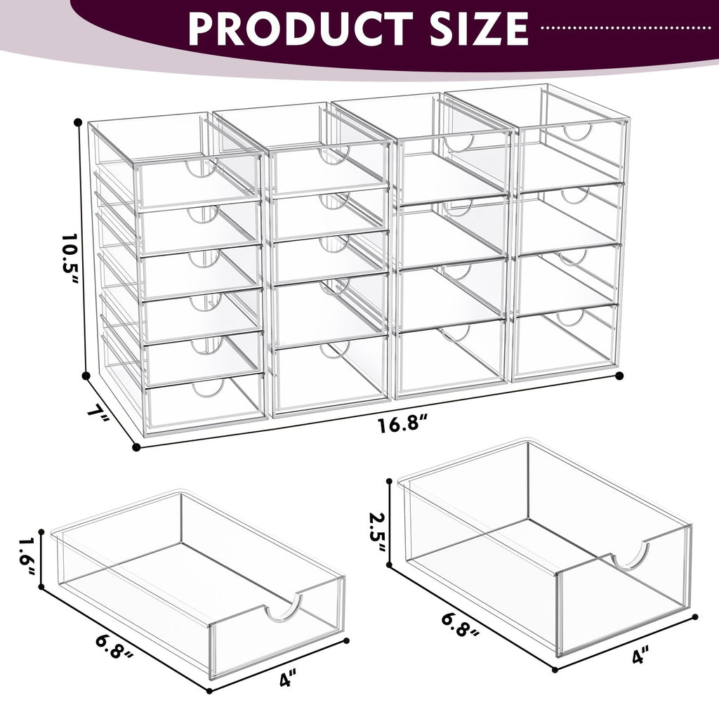 YFXCVSL Acrylic Makeup Organizer with 19 Drawers,Storage Drawer Organizer