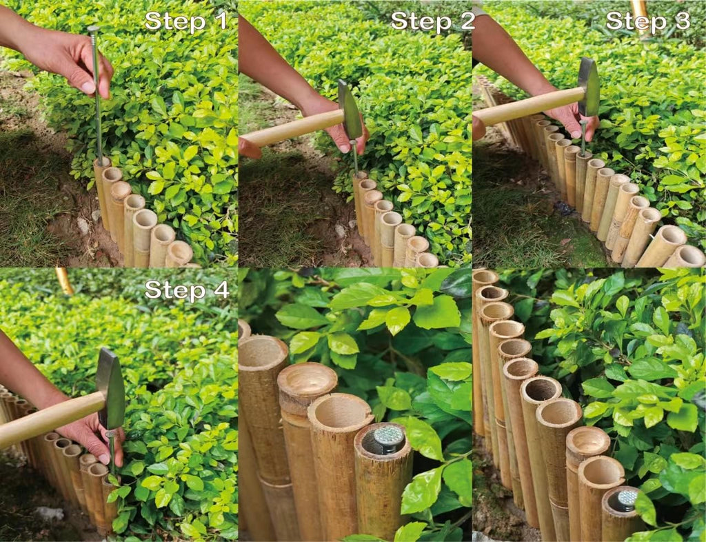 HTWNK Bamboo 2 Pack Short Fence Outdoor Landscape Edging Flexible Decorative Border 7.8'' H x 47'' L