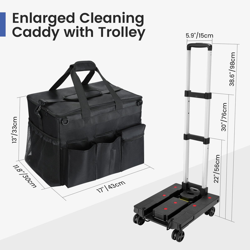 Housolution Extra Large Rolling Cleaning Caddy Bag with Wheels, Black
