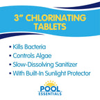 Pool Essentials® 3" Swimming Pool Chlorinating Tablets, Kills Bacteria & Controls Algae, 20LB