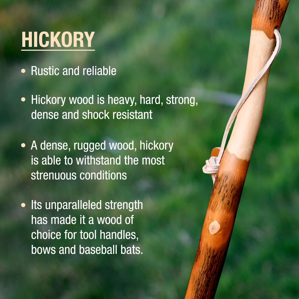 Brazos Rustic Wood Walking Stick, Twisted Hickory, Traditional Style Handle, for Men & Women, Made in The USA, 55"