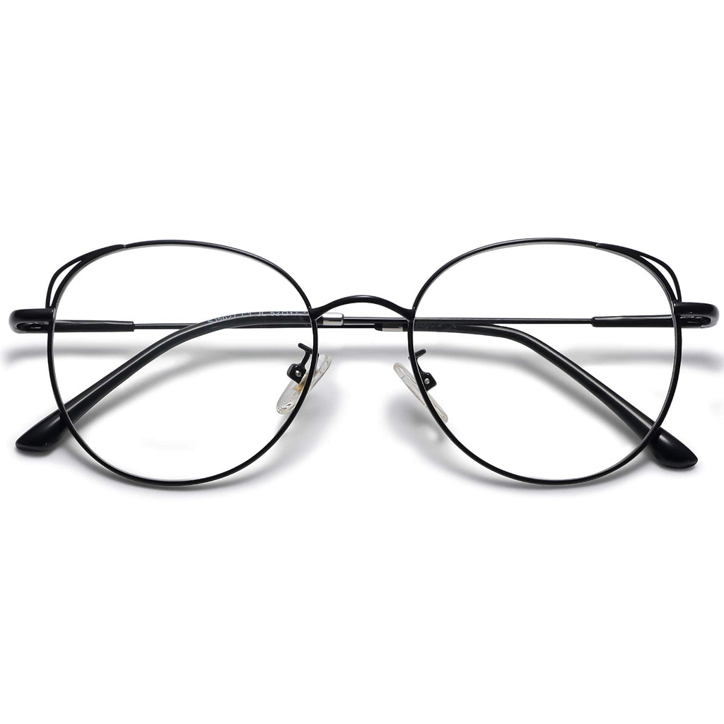 SOJOS Cat Eye Blue Light Blocking Glasses for Woman Hipster Metal Frame Womens Eyeglasses She Young SJ5027, Black Frame/Anti-Blue Light Lens