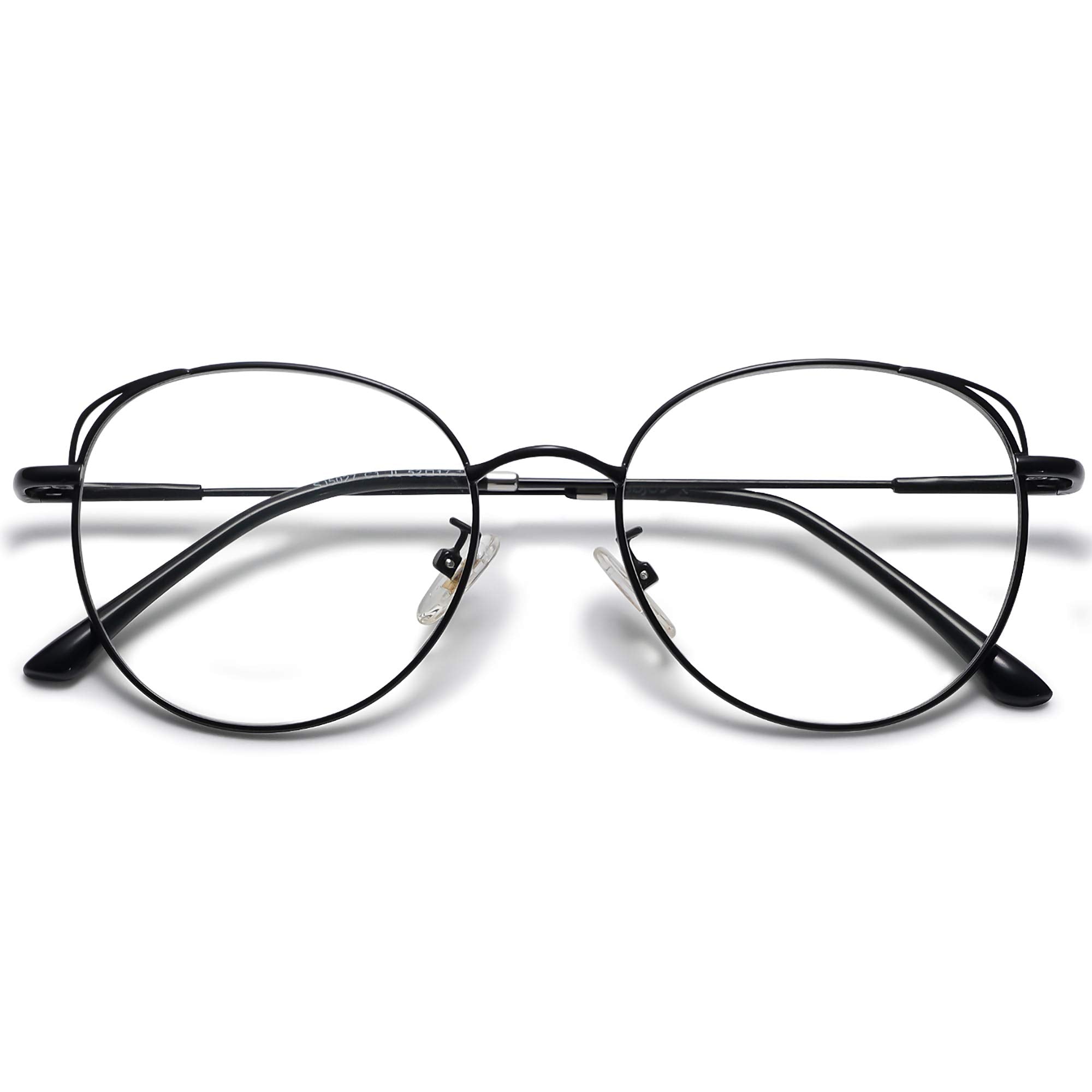 SOJOS Cat Eye Blue Light Blocking Glasses for Woman Hipster Metal Frame Womens Eyeglasses She Young SJ5027, Black Frame/Anti-Blue Light Lens