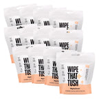 Wipe That Tush On-The-Go Flushable Wipes Bulk Pack - 12 Packs of 10 Individually Wrapped Travel Wipes, 120 Total - Fragrance Free - Hypoallergenic With Aloe & Vitamin E - Septic Safe