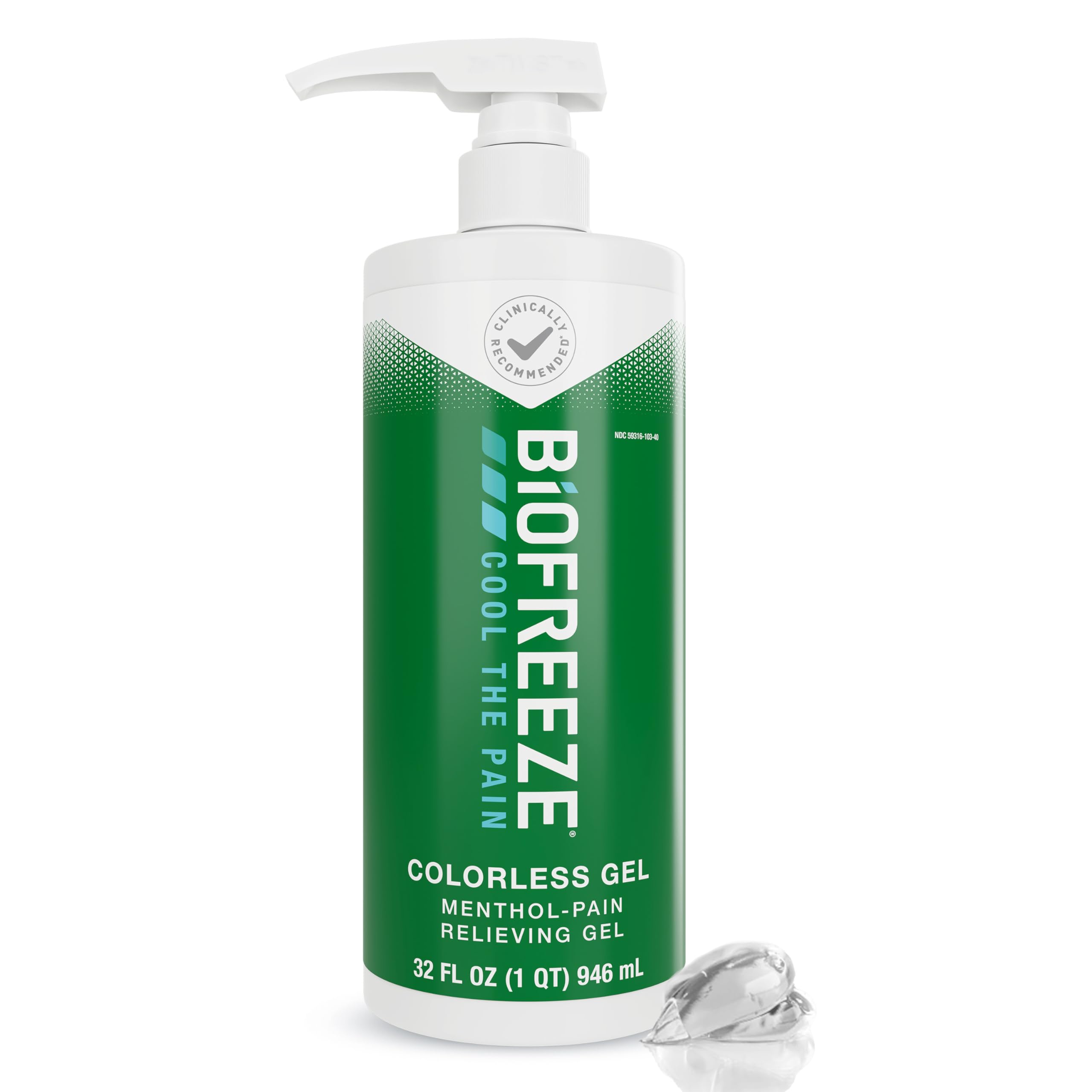 Biofreeze Gel Pain Relief, Knee & Lower Back Pain Relief, Arthritis Pain Reliever, Sore Muscle Relief, Neck Pain Relief, Cooling Joint Pain Relief, Colorless Menthol Gel 32 Fl Oz