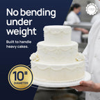O'CREME Round Cake Drum Board 10 Inch White Wraparound 1/4 Thick