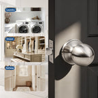 Knobonly 3 Pack Keyless Indoor Door Knob, Passage Door Knobs, Interior Door Knobs, Satin Nickel, Stainless Steel