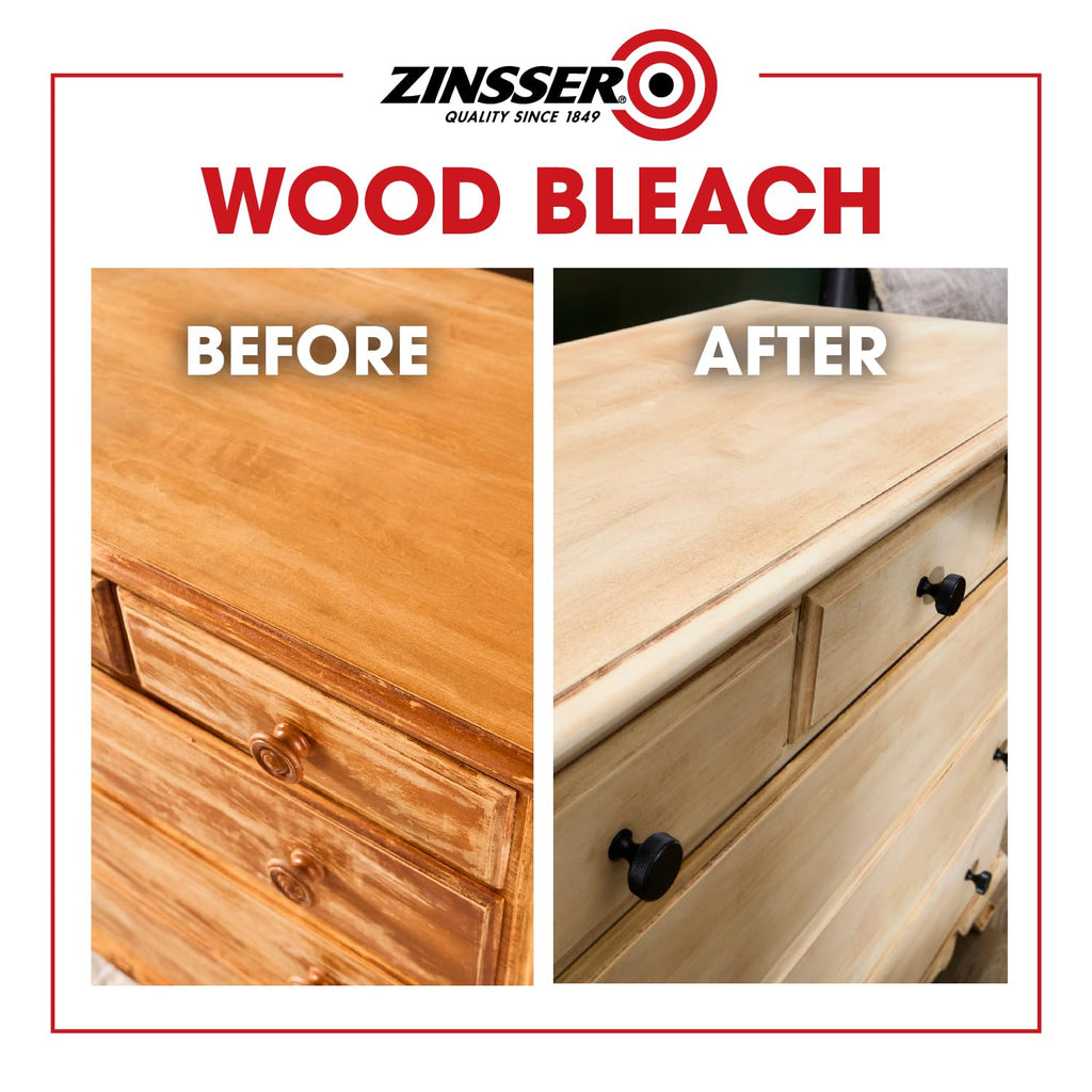 Zinsser Wood Bleach Kit | Lighten Furniture, Floors, Cabinets, Trim | Removes Red Tone | 2-Step Brightening System | 2-Step 8 fl. oz. Kit (16 fl. oz. Total)