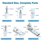 Bifold Door Hardware Repair Kit - 4 Packs Bi-fold Sliding Closet Doors Replacement Parts Include Top & Bottom Bracket, 3/8" Pivot, 7/8" Guides Wheel, for Folding Pocket Door Accordion