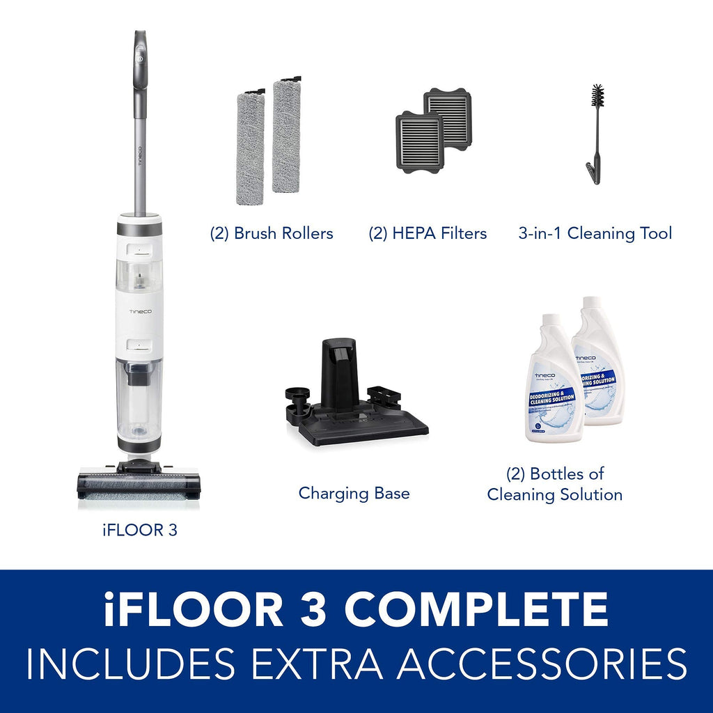 Tineco iFloor 3 Complete Wet Dry Vacuum, Floor Washer, White/Grey (Renewed)