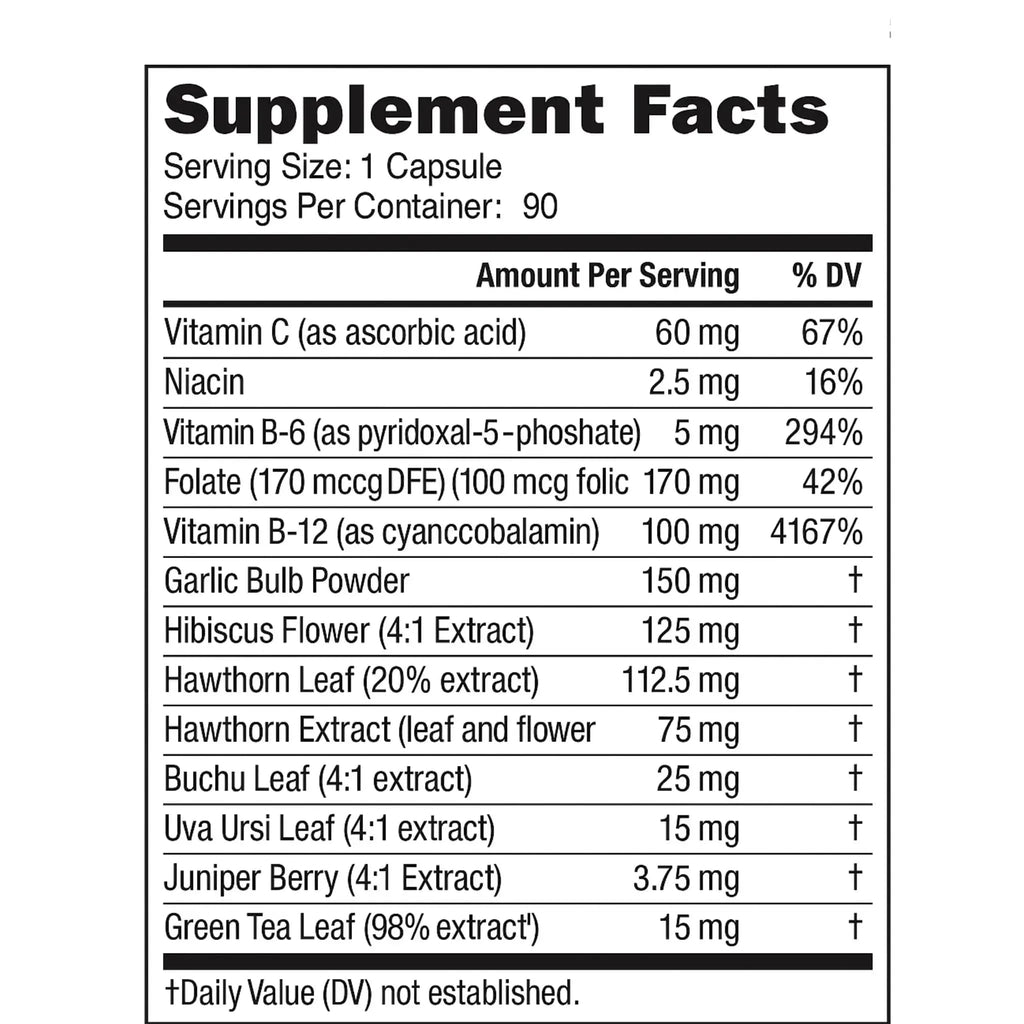 Manteniendo Tu Salud Baja Tu Presion Hawthorn Extract, Herbal Supplement, Garlic Extract, 90 Capsules