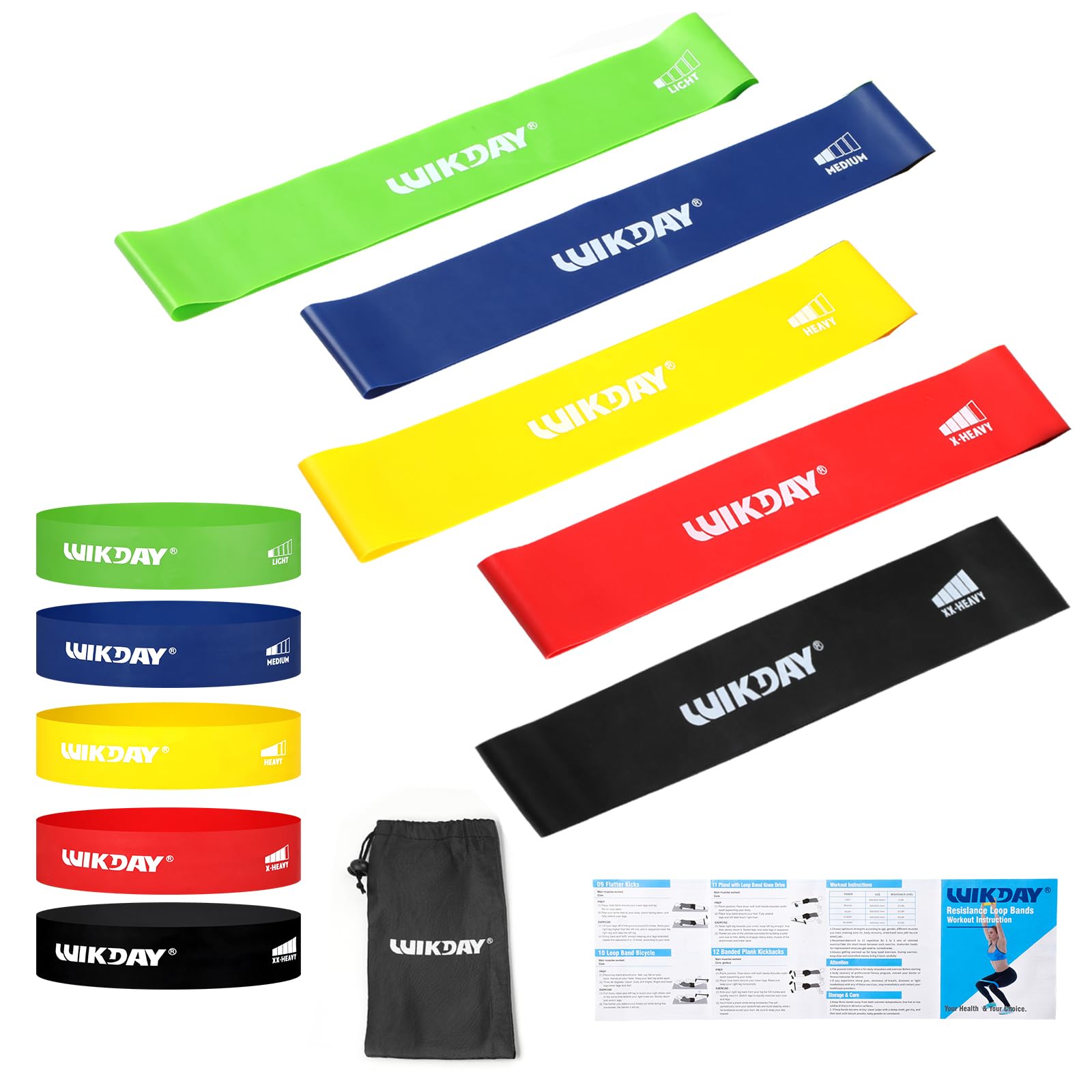 WIKDAY Resistance Bands for Working Out Exercise Loop Bands Workout Bands Set for Men Women Body Stretching, Training, Home Workout, Physical Therapy, Booty Legs, Set of 10 (Assorted)