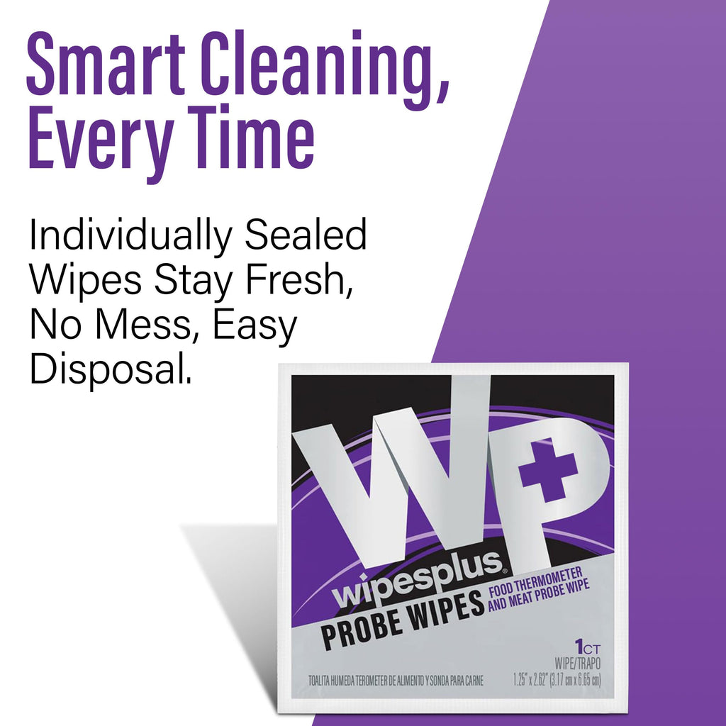 WIPESPLUS Probe Wipes, Thermometer Wipes, Meat Probe Wipe with Individual Satchets for Home and Business, 1000 Count, 10 Packs of 100, White
