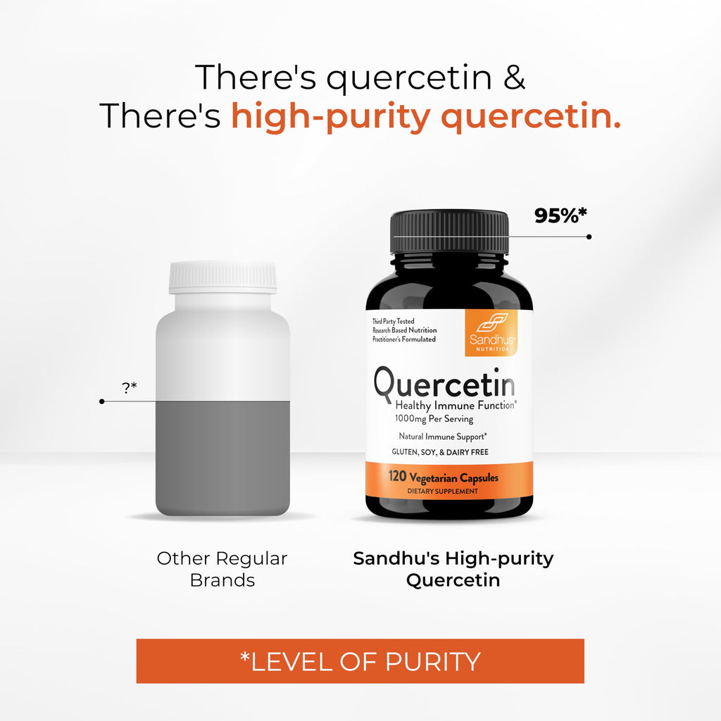 Quercetin 500mg Vegetarian Capsules 240 Count | 1000mg Per Serving of 2 Capsules | Immune Support Supplements For Respiratory, Cellular Health & Seasonal Allergies | Quercitin for Men & Women Immunity