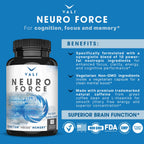 VALI Neuro Force Brain Booster Supplement for Focus, Memory, Clarity & Energy. Extra Strength Nootropic Cognitive Function Support for Mental Performance. with Natural Caffeine. 60 Veggie Capsules
