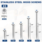 #8 x 1.5 Stainless Steel Deck Screws, 150Pcs Deck Screws T20 Star Bit, 410 Grade Stainless Steel, Rust Resistant Timber Screws for Log Landscaping Wood