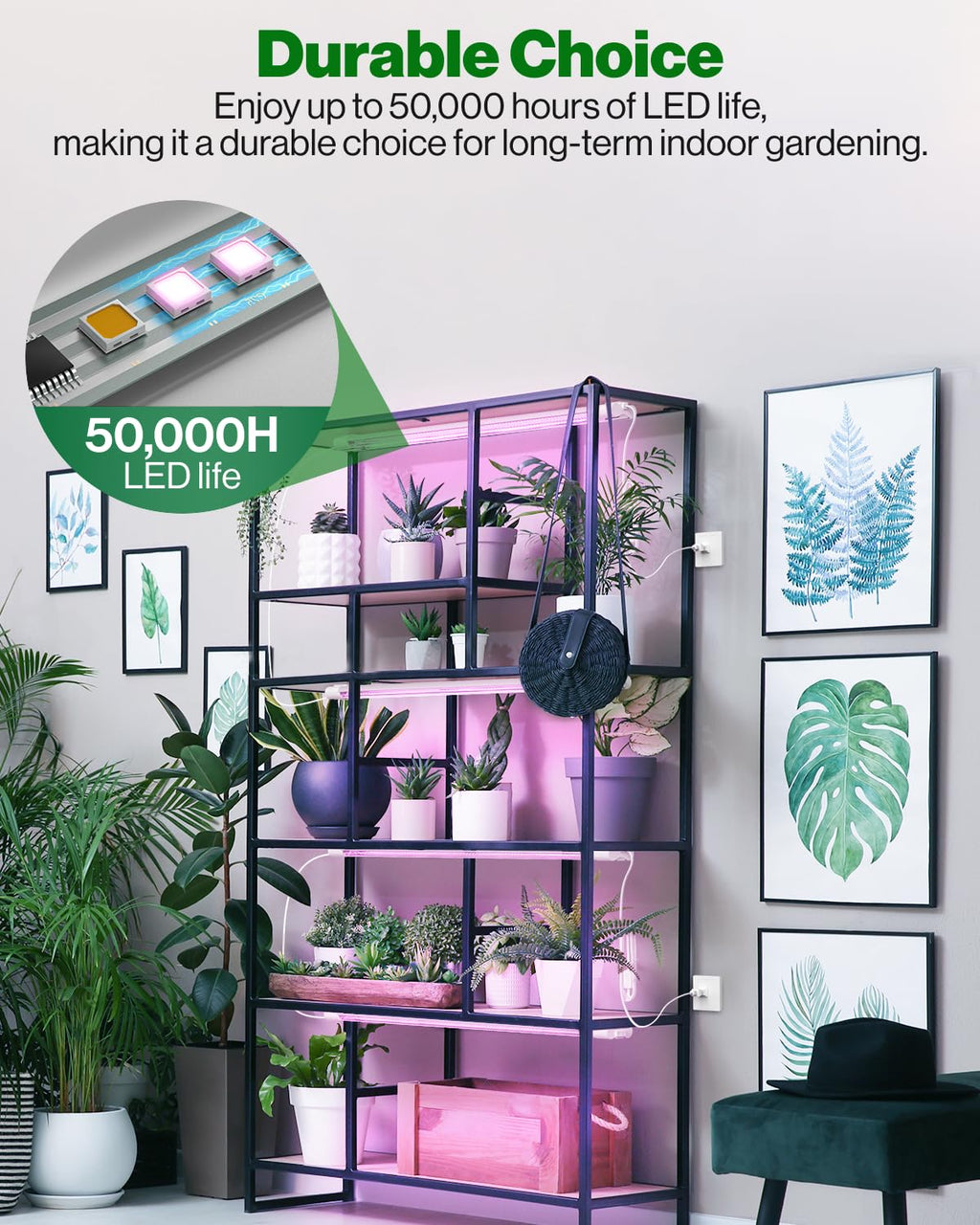 Sunco 4 Pack 3FT LED Grow Light, Full Spectrum, 30W