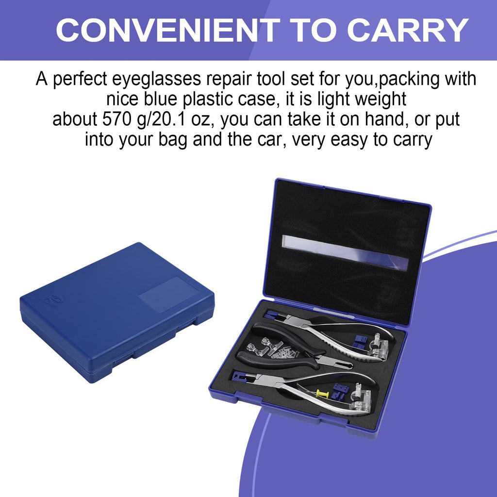 ZJchao Rimless Eye Glass Repairing Kit, Glasses Repair Kit, Eyeglass Repair Pliers, with Pressing Plier, Demolition Plier, Cutting Plier, Spare Jaw, Drilling Holder and so on