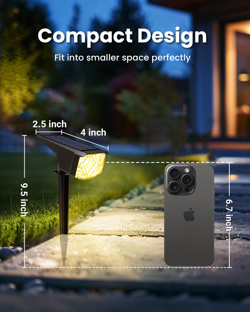 SOLPEX Solar Spot Lights Outdoor Waterproof IP65, Landscape Spotlights Outdoor, Compact Design Spot Lights, Solar Powered Flood Lights for Garden Yard House Pathway Tree Outside, 12 Pack, Warm White