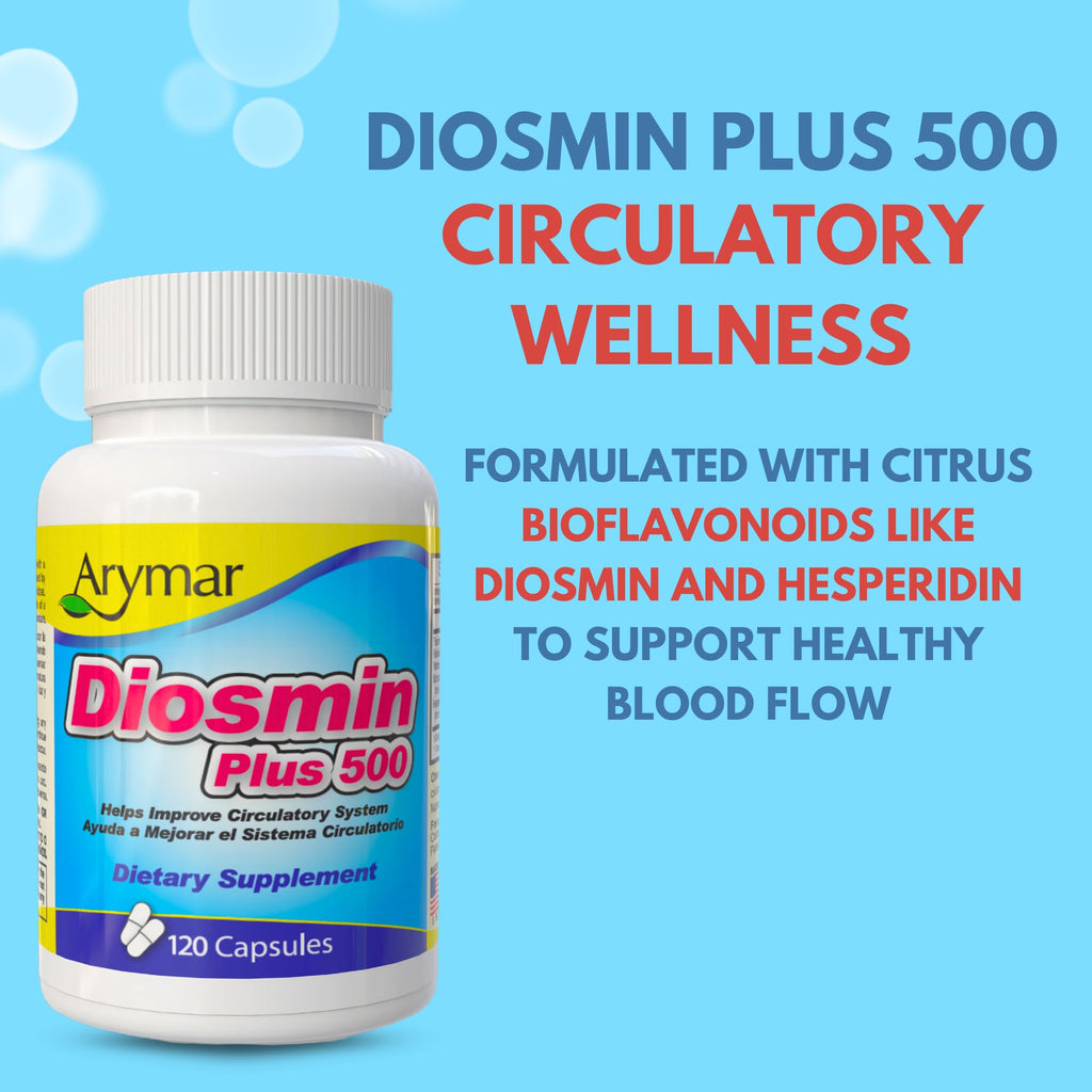 Arymar Diosmin Plus 500 - Circulatory System Support Supplement, 500mg, 120 Capsules