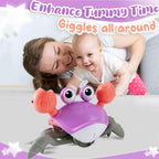 Purple Crawling Crab Baby Toy - Violet Tummy Time Crab Infant Walking Crab Dancing Moving Crawl Crab with Music & Light Cute Interactive Running Escape Catch Me Crab for Crawler Side Walk Toddler Crab