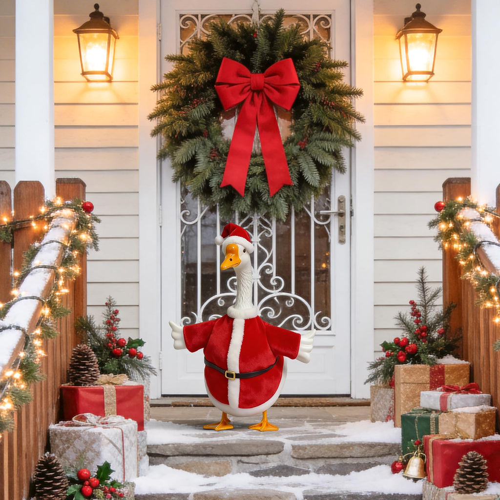 Nesfanchu 7 Set Holiday Porch Goose Outfits for 23" Lawn Goose Statue,All Seasons Goose Clothes Bundle with Valentine St Patrick Easter 4th of July Halloween Thanksgiving Christmas Costumes
