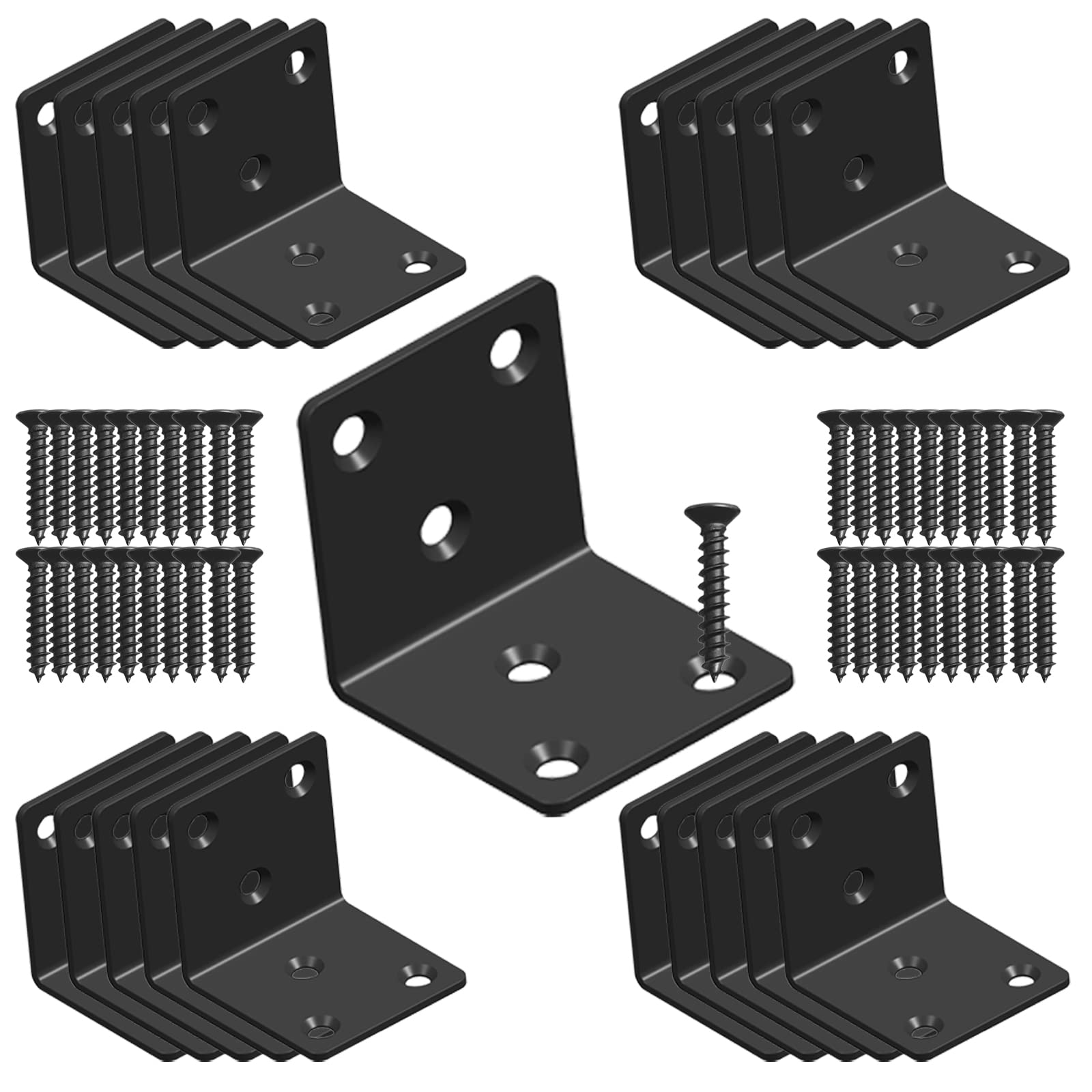 Black Stainless Steel Shelf Bracket,Joint Right Angle Bracket,L Shape Heavy Duty Metal Corner Brace Shelf Supporter for Wood Aufuga (20, 2x2x2)