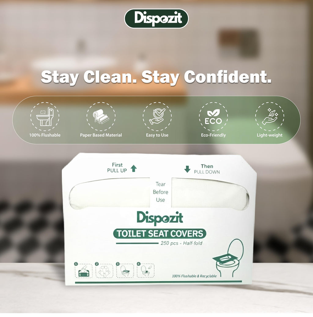 1250 Pcs Flushable Toilet Seat Covers for Hotel, Business, and Commercial