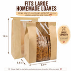 200 Pack Large Paper Sourdough Bread Bags with Tin Tie Tabs & 500 Stickers