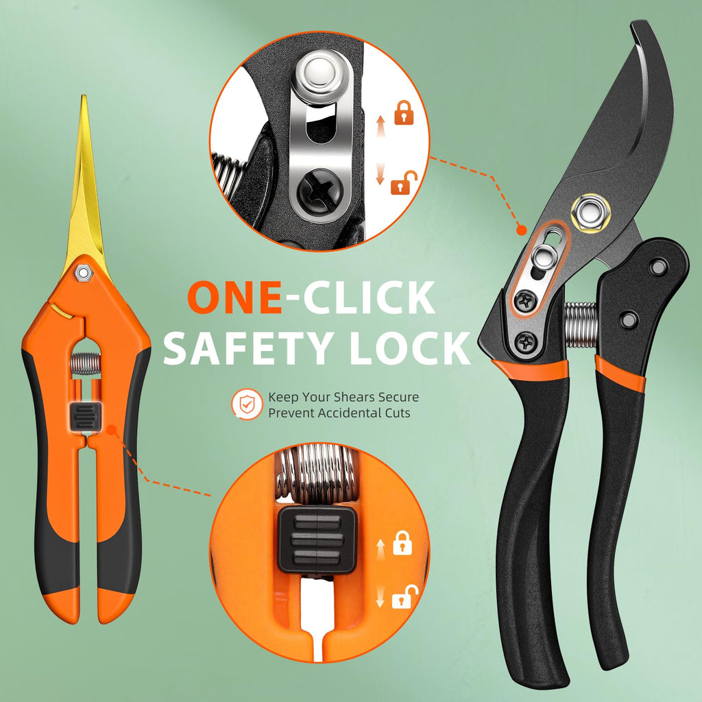 DECERK® Bypass Pruning Shears & Garden Snips for Cutting Stems & Branches