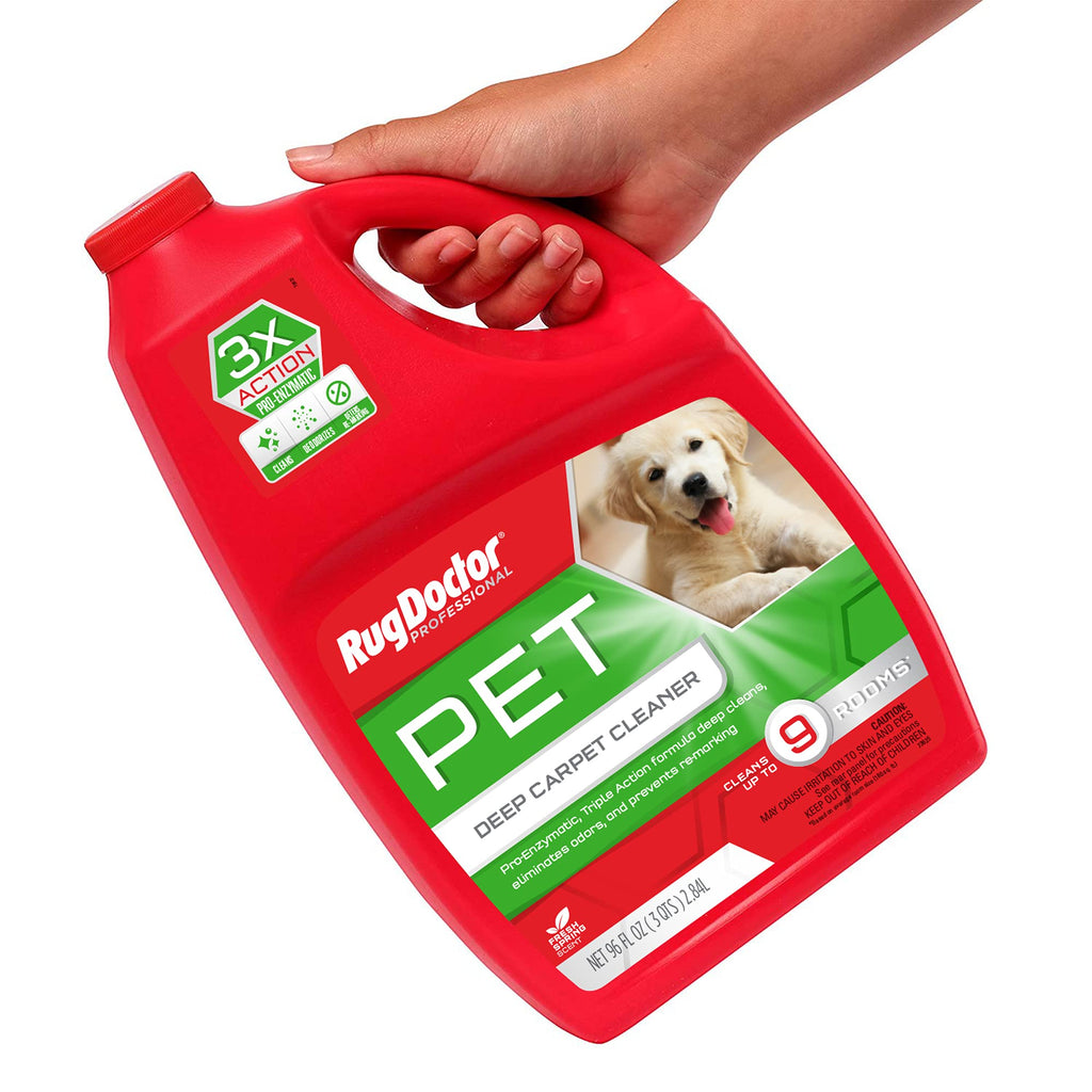Rug Doctor Pet Carpet Cleaner, 96 oz., Pro-Enzymatic Formula with 3X Action - Cleans, Deodorizes, & Deters Remarking, Concentrated Solution, Professional Grade for Pet Stains & Odors