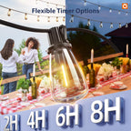 addlon 102FT(96+6) Solar String Lights Outdoor with Remote, Waterproof Patio Lights with 30 Shatterproof LED Bulbs, 30H+ Long-Lasting Dimmable & Timable Solar Light for Backyard Camping Garden Decor