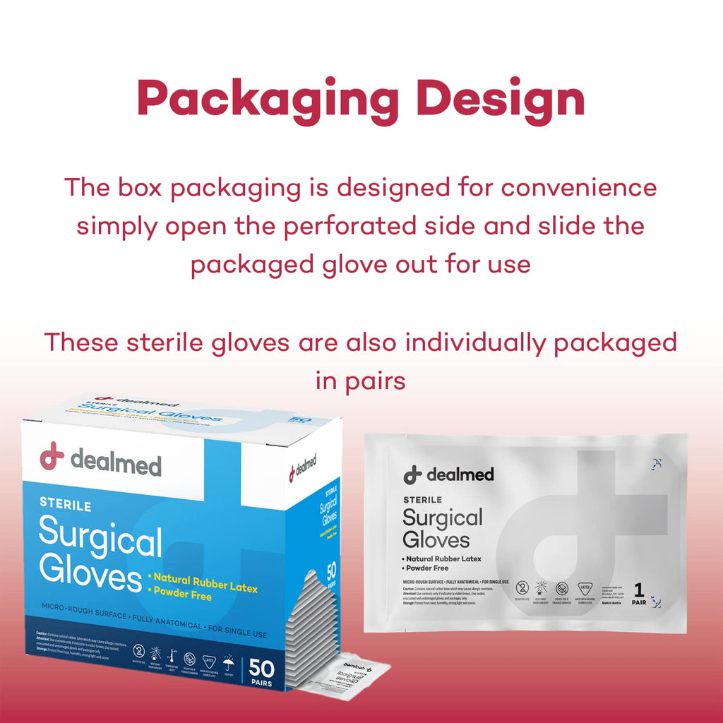 Dealmed Disposable Latex Gloves – Medical Gloves, Multi-Layer, Size 7, 50 Pairs Per Box