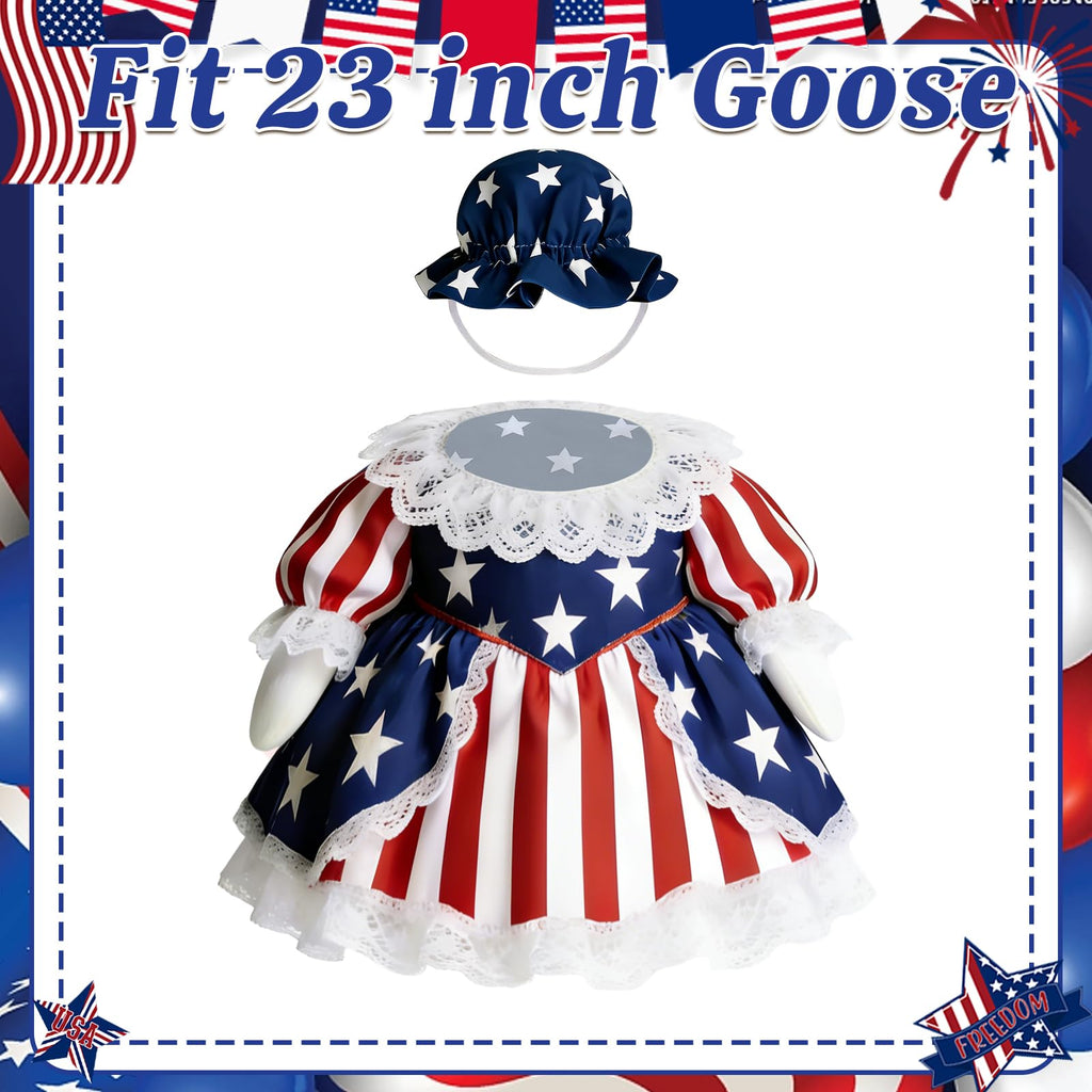 Fuzzivator 4th of July Porch Goose Outfits Patriotic Goose Outfit Memorial Day Porch Goose Outfit for 23" Geese Independence Day Summer Outdoor Patio Yard Lawn Garden