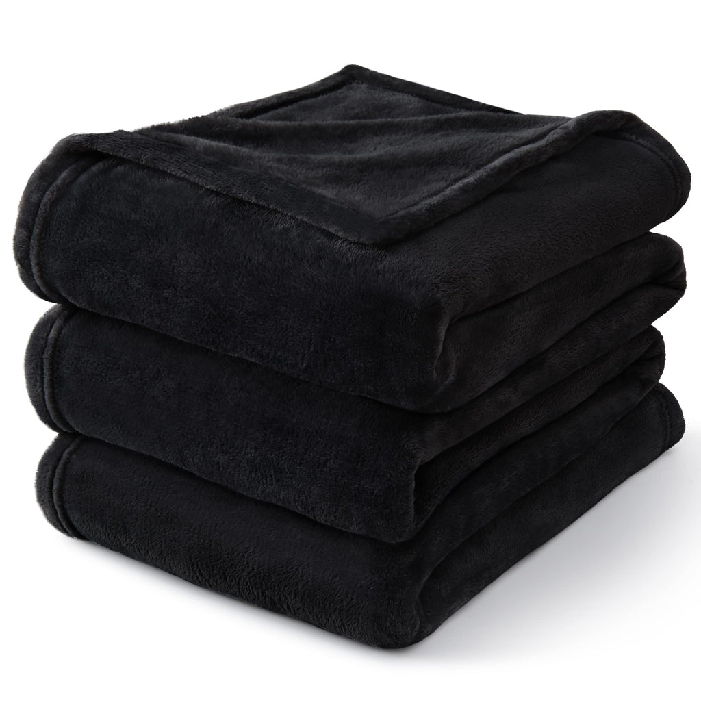 BEDELITE Fleece Blanket Soft Plush King Size Bed Blanket Black 108"x90"