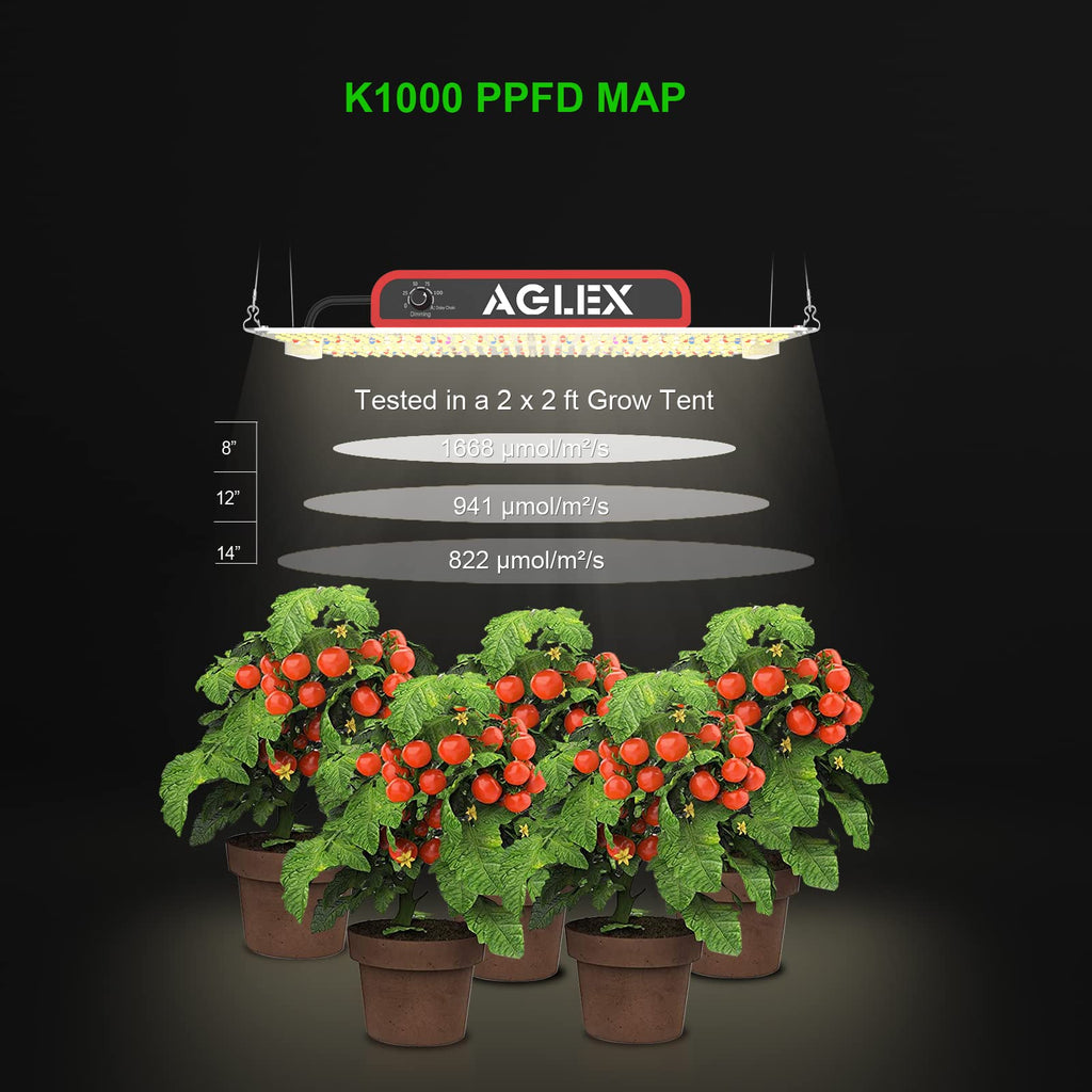 AGLEX K1000 LED Grow Light, Grow Light with Daisy Chain & Dimmable, Full Spectrum Plant Grow Lights for Hydroponic Indoor Plants Seeding