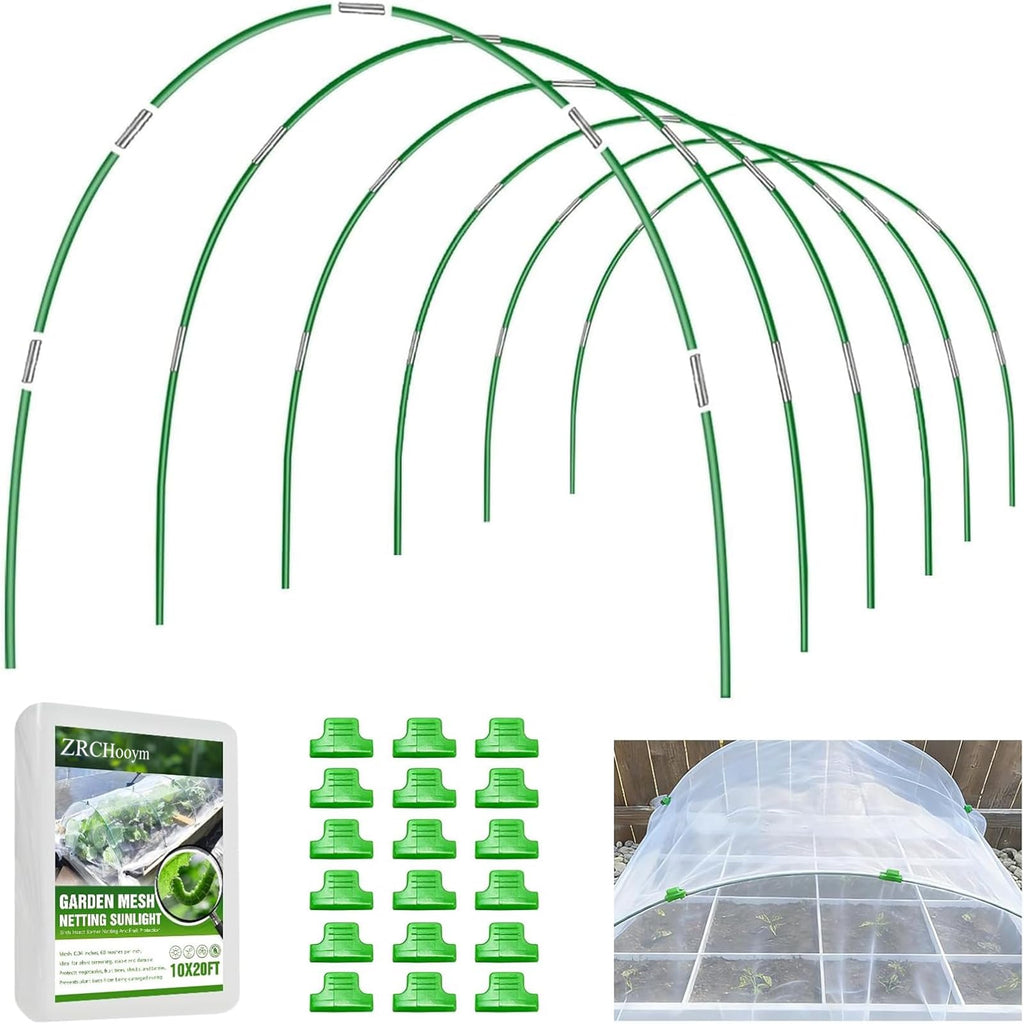 10×20 FT Ultra Fine Garden Mesh Netting with 36PCS Fiberglass Hoops, Reusable Raised Garden Bed Cover for Vegetables Fruits, Outdoor Garden Netting Kits for Greenhouse